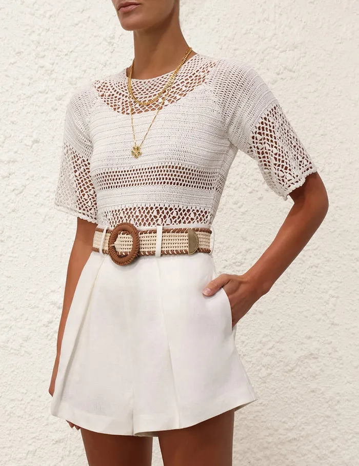 Women Zimmermann Clothing Ottie Crochet Top Ivory