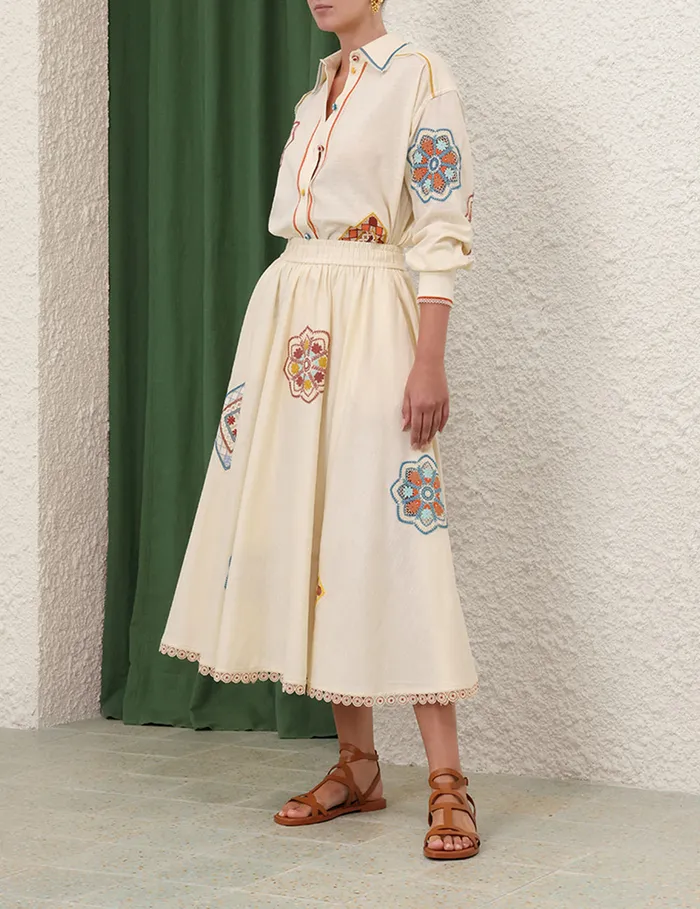 Women Zimmermann Clothing Ottie Doily Shirt Cream Multi