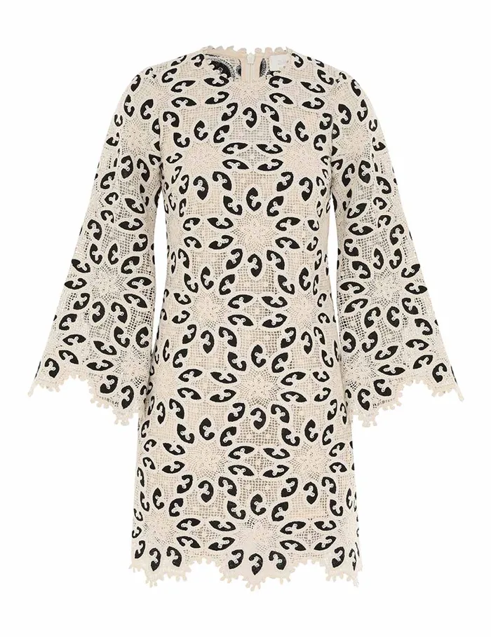 Women Zimmermann Clothing Ottie Lace Mini Dress Creamblack