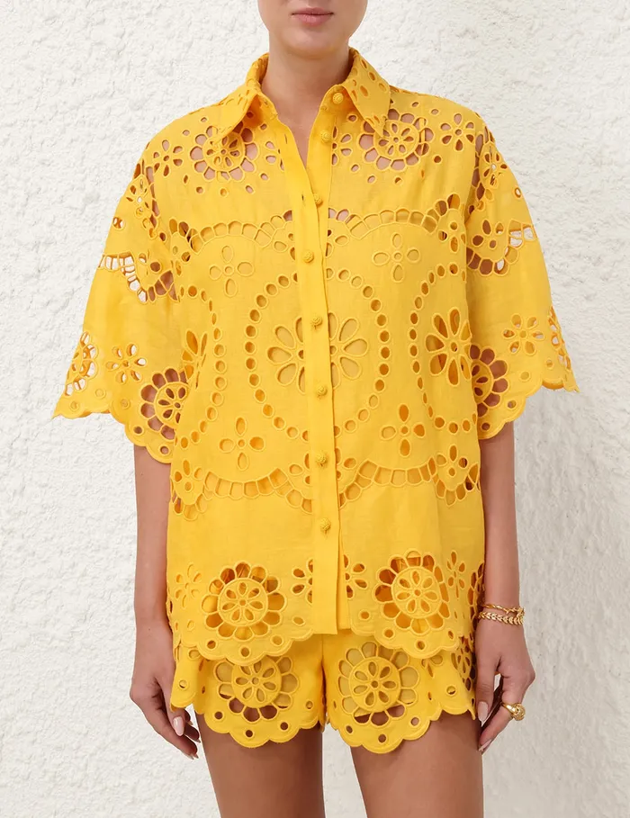 Women Zimmermann Clothing Pop Embroidered Shirt Mango