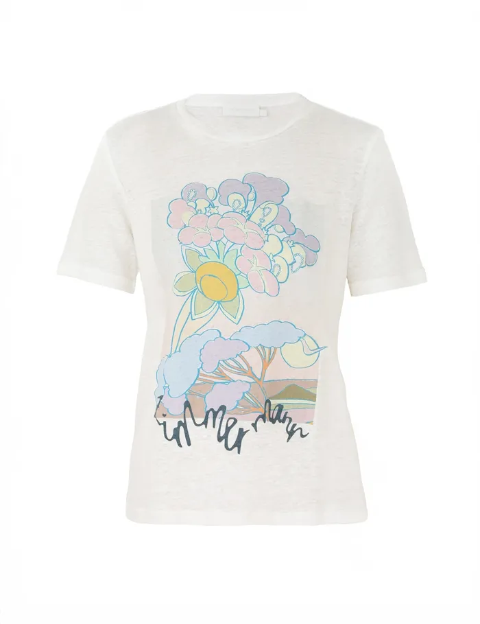Women Zimmermann Clothing Pop Printed Straight Tee Ivory