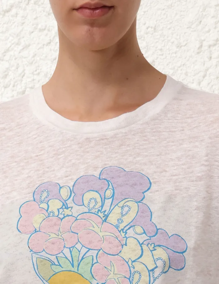 Women Zimmermann Clothing Pop Printed Straight Tee Ivory