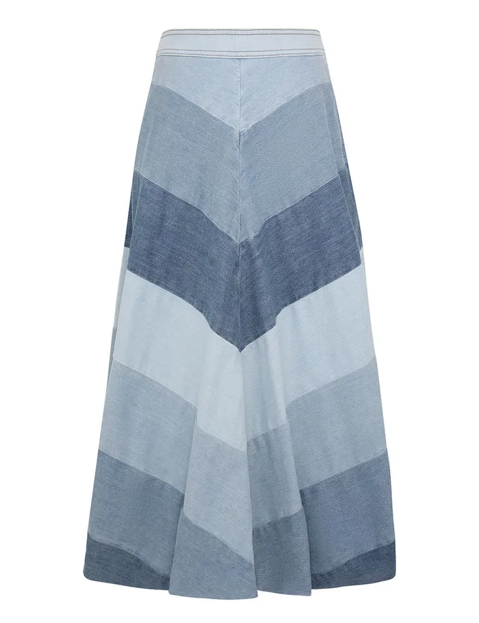 Women Zimmermann Clothing Tallow Denim Midi Skirt Chevron