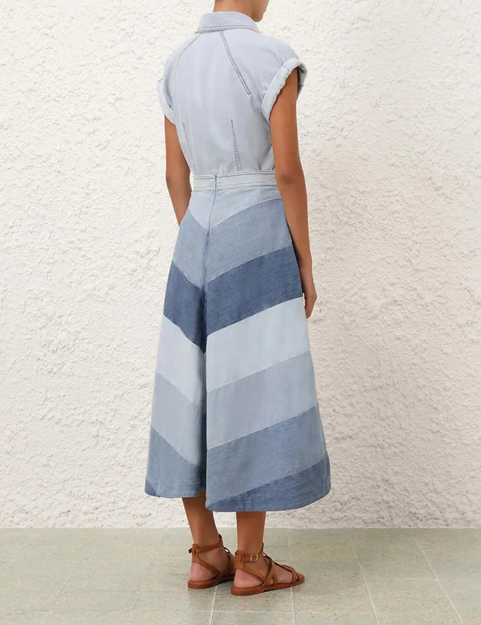 Women Zimmermann Clothing Tallow Denim Midi Skirt Chevron