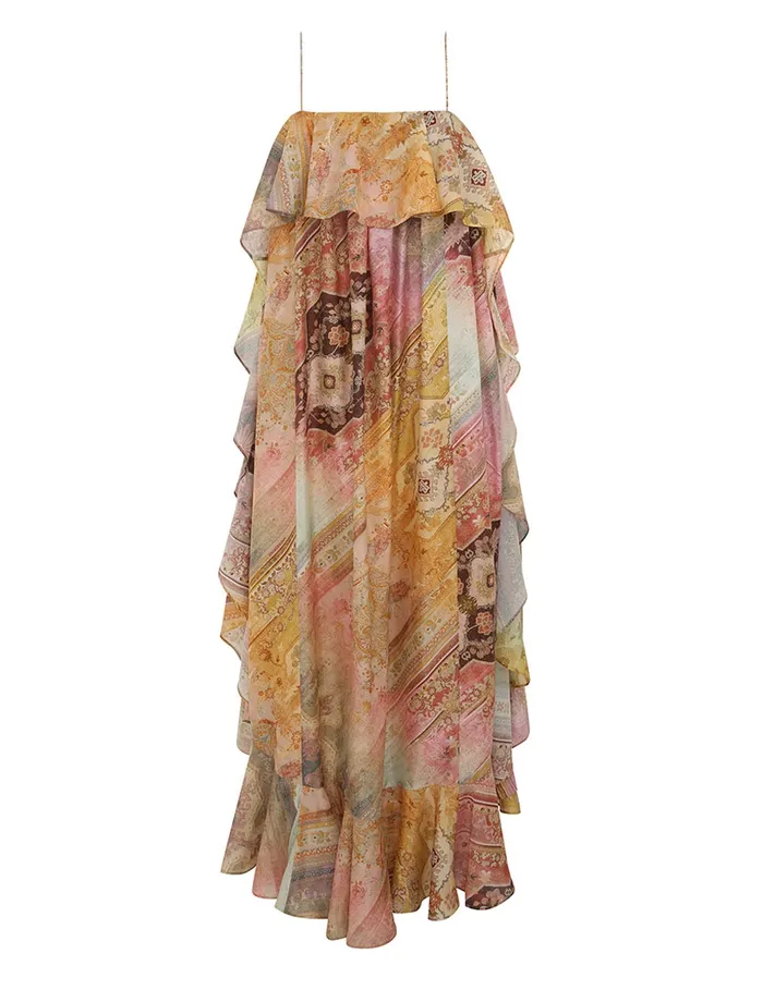 Women Zimmermann Clothing Tallow Ruffle Maxi Dress Ombre Multi