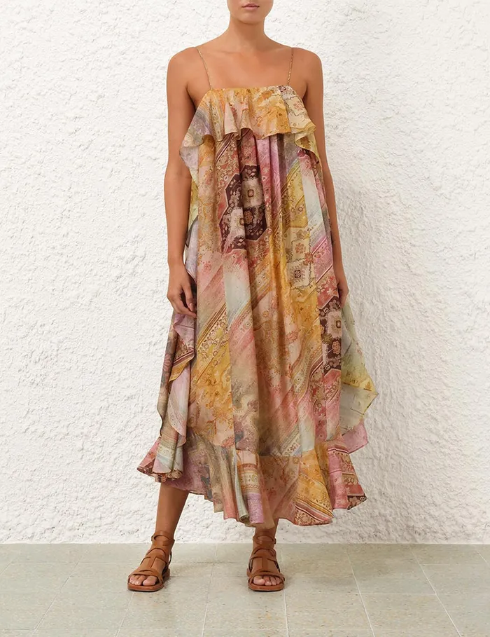 Women Zimmermann Clothing Tallow Ruffle Maxi Dress Ombre Multi