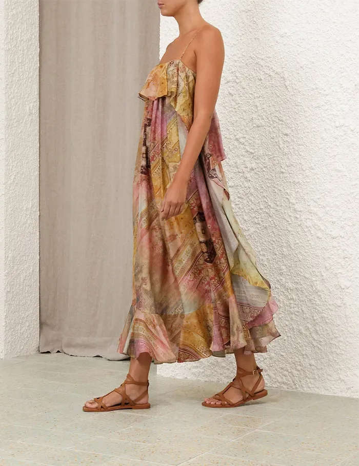 Women Zimmermann Clothing Tallow Ruffle Maxi Dress Ombre Multi