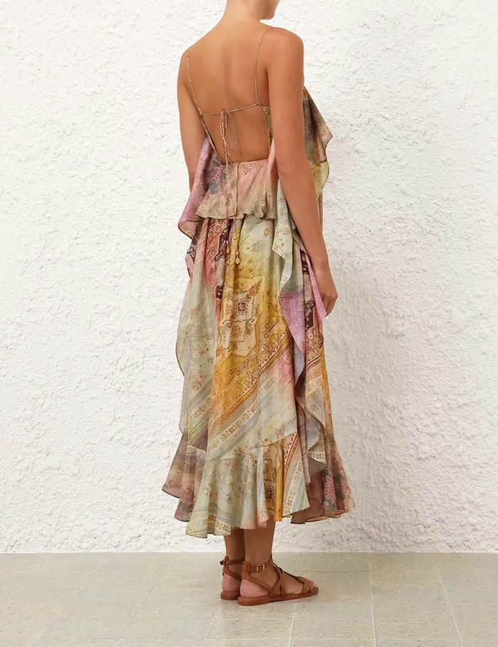 Women Zimmermann Clothing Tallow Ruffle Maxi Dress Ombre Multi