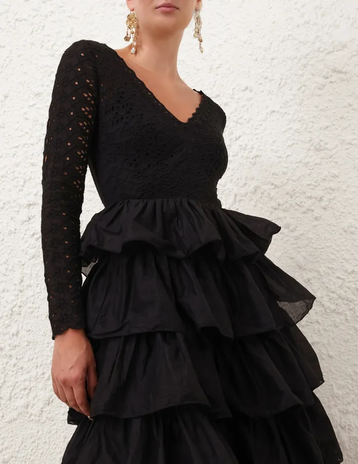 Women Zimmermann Clothing Tallow Tiered Ruffle Gown Black