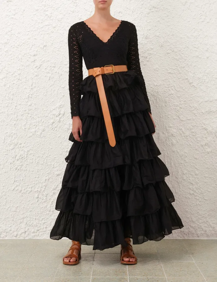 Women Zimmermann Clothing Tallow Tiered Ruffle Gown Black