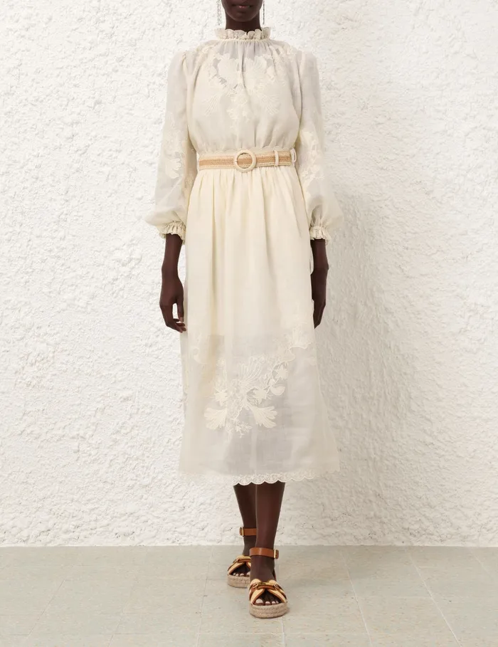 Women Zimmermann Clothing Waverly Embroidered Midi Skirt Tea