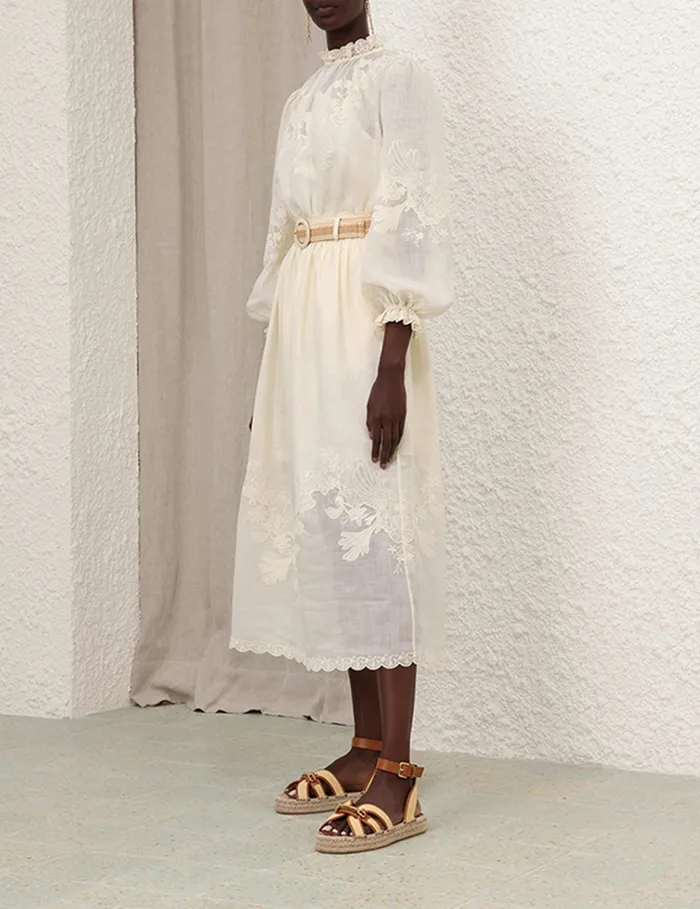 Women Zimmermann Clothing Waverly Embroidered Midi Skirt Tea