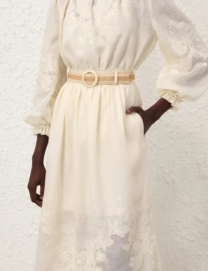 Women Zimmermann Clothing Waverly Embroidered Midi Skirt Tea