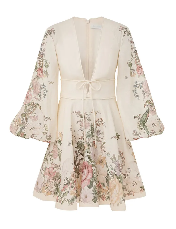 Women Zimmermann Clothing Waverly Plunge Mini Dress Cream Floral