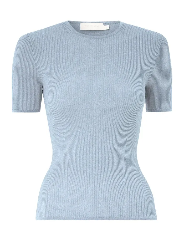 Women Zimmermann Clothing Waverly Rib TShirt Blue Lurex