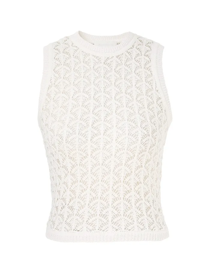 Women Zimmermann Clothing Wylie Crop Tank Top Ivory