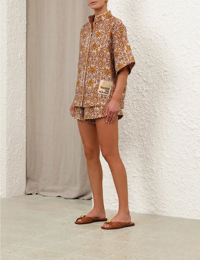 Women Zimmermann Clothing Wylie Relaxed Shirt Orange Ikat