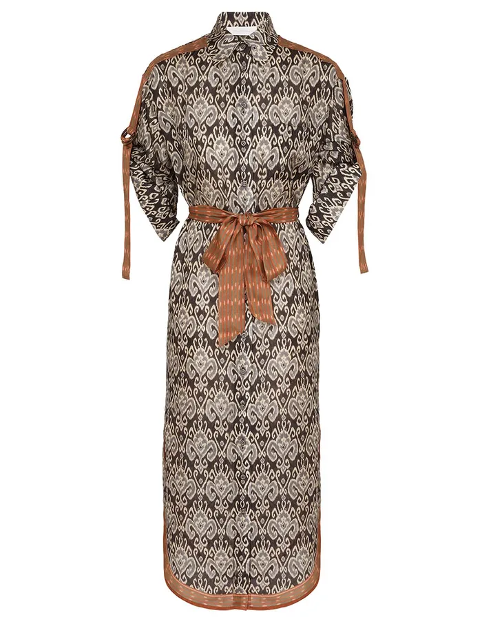 Women Zimmermann Clothing Wylie Shirt Dress Charcoal Ikat