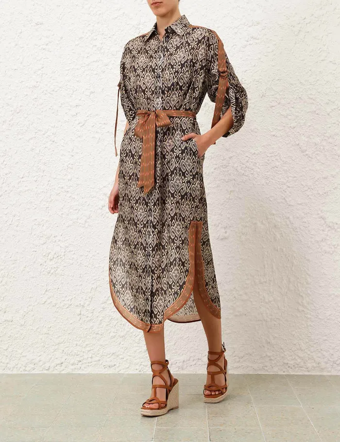 Women Zimmermann Clothing Wylie Shirt Dress Charcoal Ikat