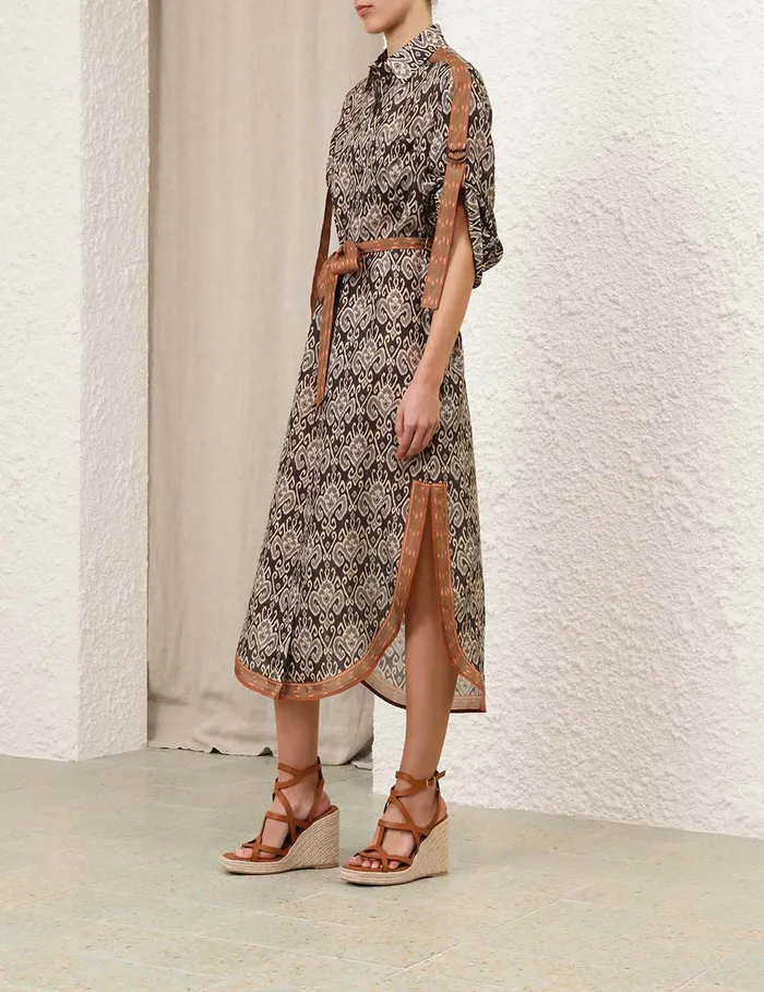 Women Zimmermann Clothing Wylie Shirt Dress Charcoal Ikat