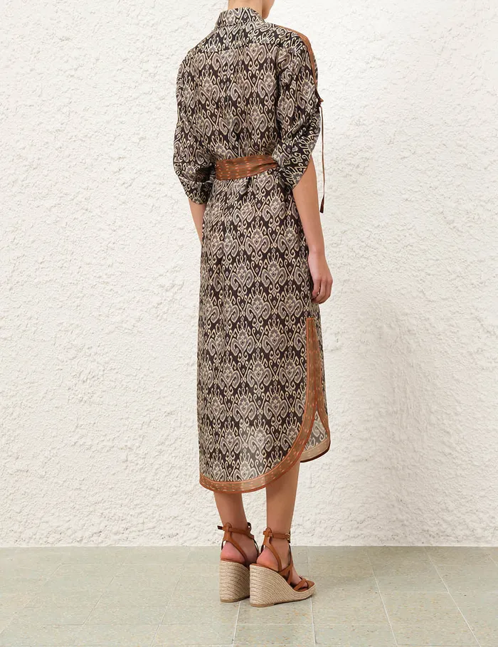 Women Zimmermann Clothing Wylie Shirt Dress Charcoal Ikat