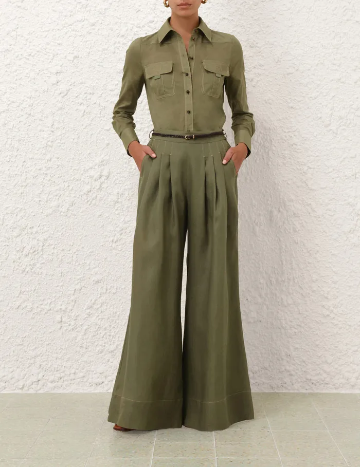 Women Zimmermann Clothing Wylie Wide Leg Pant Olive