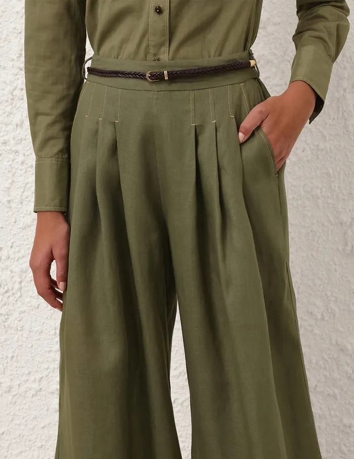 Women Zimmermann Clothing Wylie Wide Leg Pant Olive
