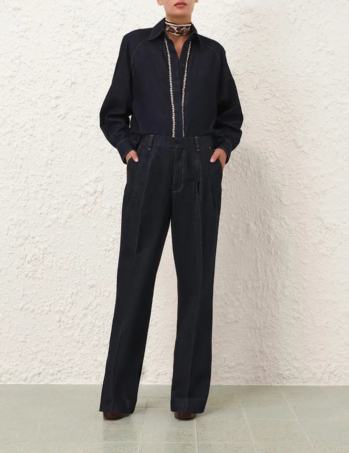 Women Zimmermann Denim Illustration Denim Pant Night Sky