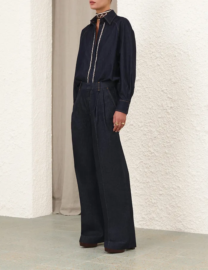 Women Zimmermann Denim Illustration Denim Pant Night Sky
