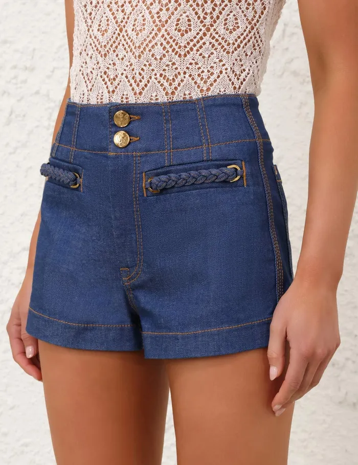 Women Zimmermann Denim Wylie Denim Short Railway Blue