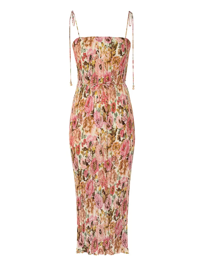 Women Zimmermann Dresses and Coverups Golden Pleated Slip Dress Pink Rose