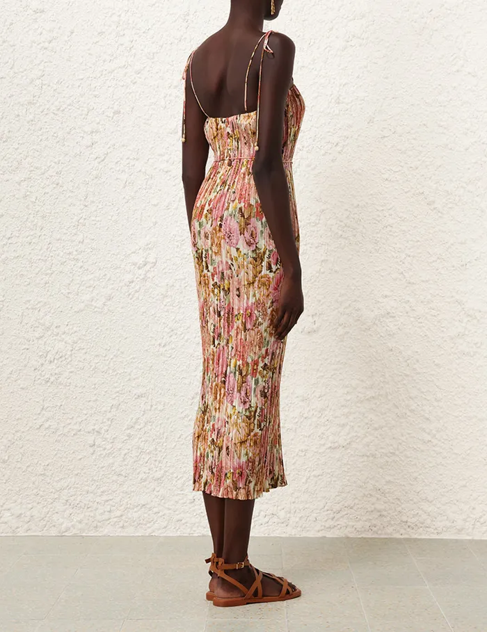 Women Zimmermann Dresses and Coverups Golden Pleated Slip Dress Pink Rose