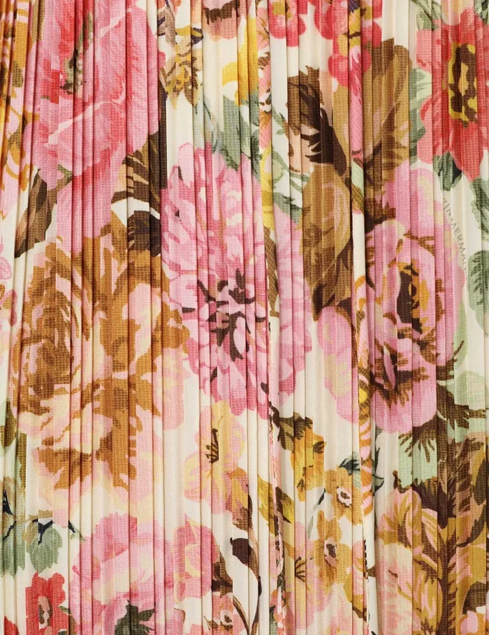 Women Zimmermann Dresses and Coverups Golden Pleated Slip Dress Pink Rose