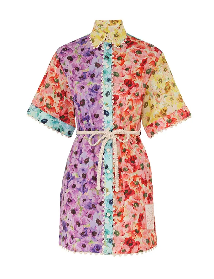 Women Zimmermann Dresses and Coverups Lightburst Trimmed Shirt Dress Spliced