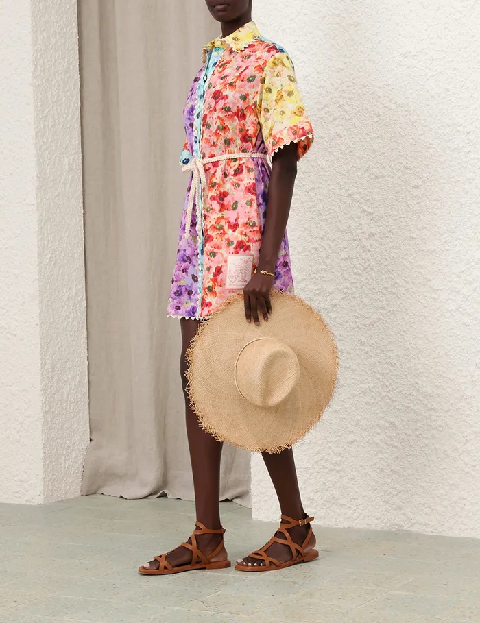 Women Zimmermann Dresses and Coverups Lightburst Trimmed Shirt Dress Spliced