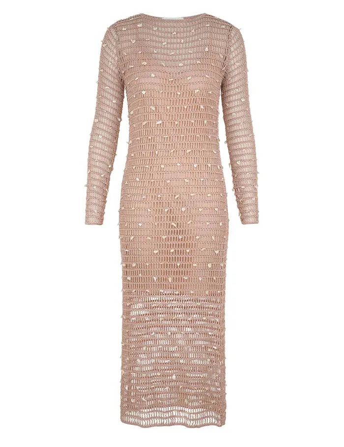 Women Zimmermann Dresses and Coverups Wylie Shell Crochet Midi Taupe