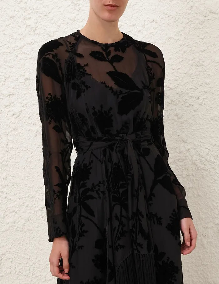 Women Zimmermann Dresses Burnout Sheath Dress Black