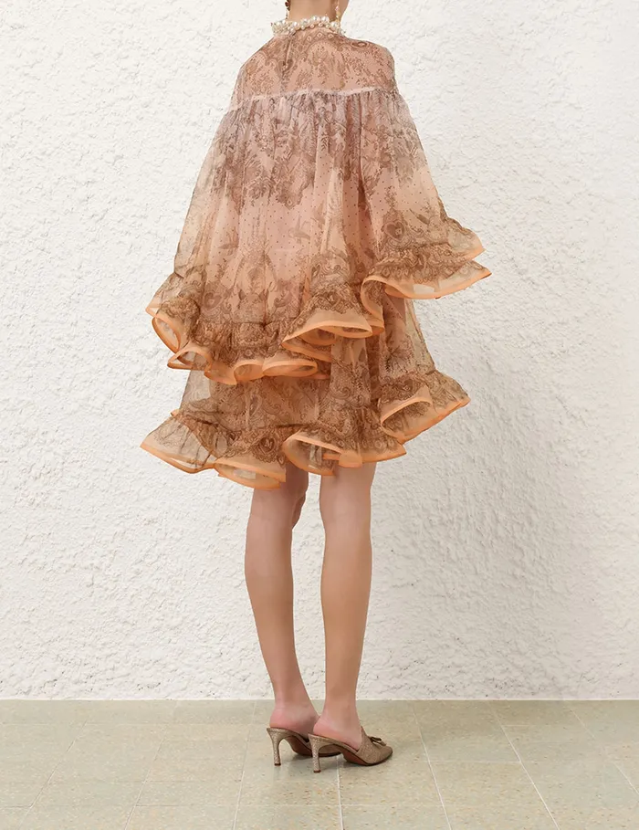 Women Zimmermann Dresses Crush Embellished Mini Dress Peach Lace Print