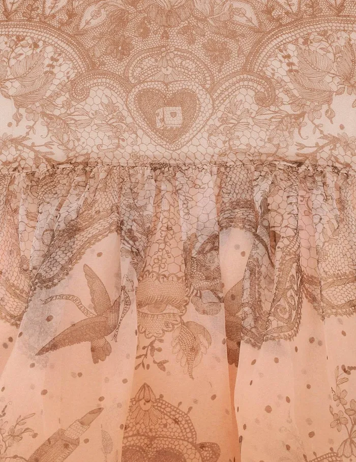 Women Zimmermann Dresses Crush Embellished Mini Dress Peach Lace Print