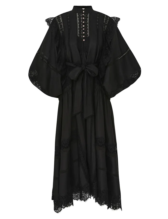 Women Zimmermann Dresses Crush Lace Billow Dress Black