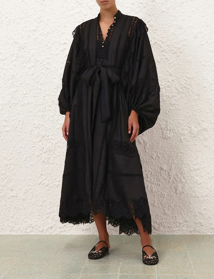 Women Zimmermann Dresses Crush Lace Billow Dress Black