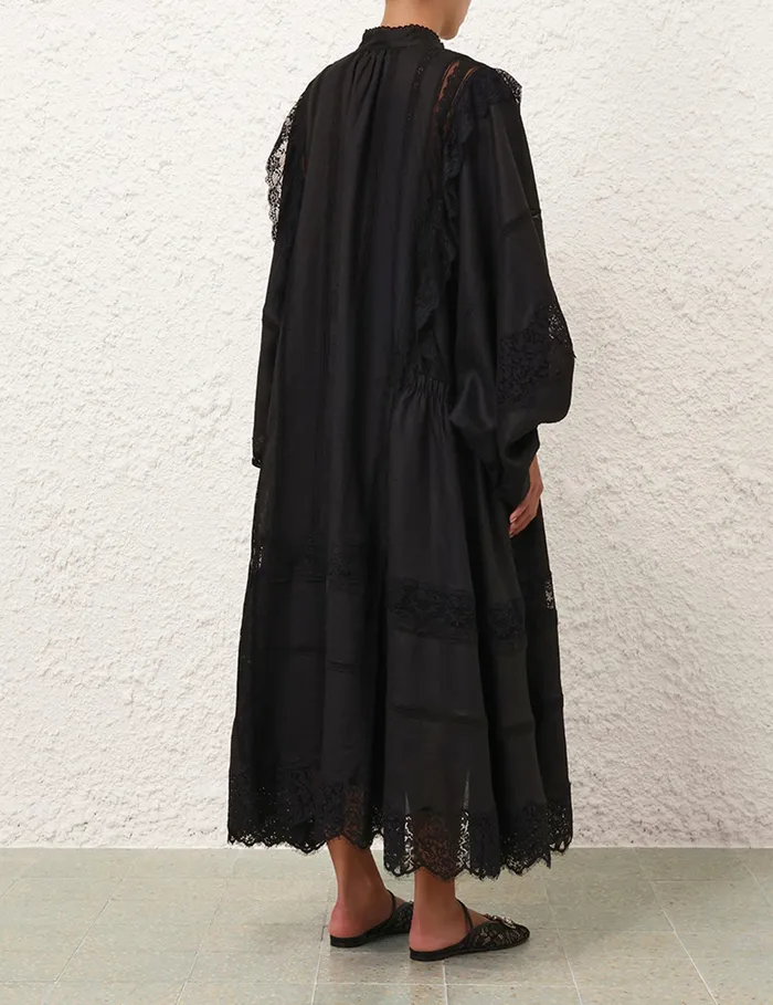 Women Zimmermann Dresses Crush Lace Billow Dress Black