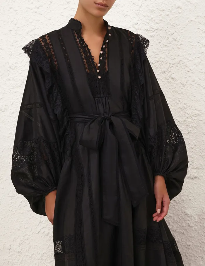 Women Zimmermann Dresses Crush Lace Billow Dress Black