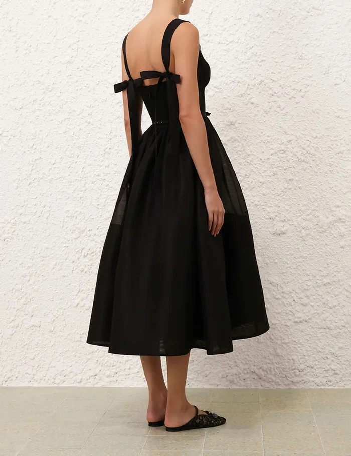 Women Zimmermann Dresses Crush Picnic Midi Dress Black