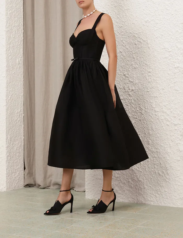 Women Zimmermann Dresses Crush Picnic Midi Dress Black