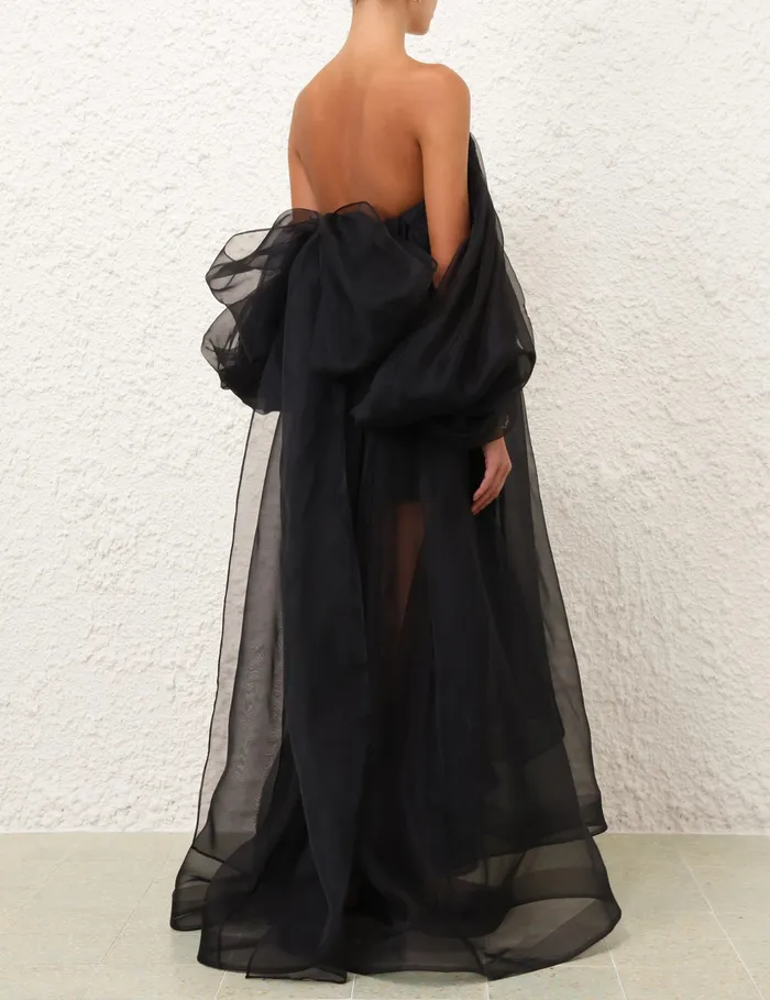 Women Zimmermann Dresses Crush Strapless Midi Dress Black
