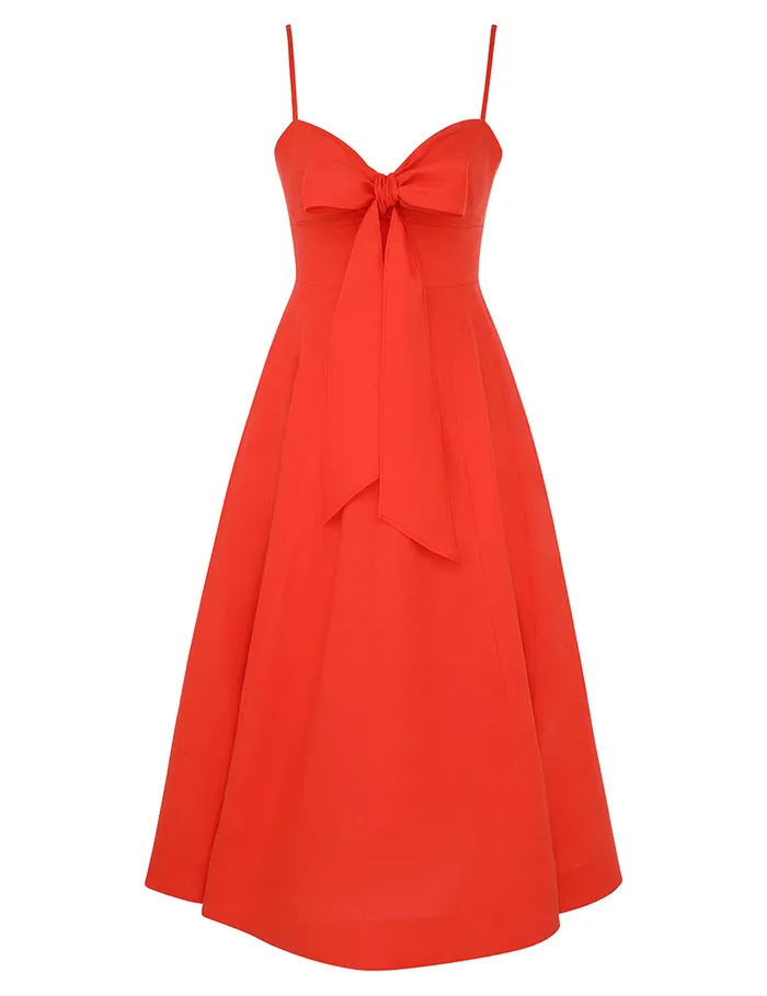 Women Zimmermann Dresses Crush Tie Front Midi Dress Red