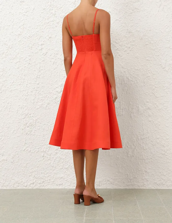Women Zimmermann Dresses Crush Tie Front Midi Dress Red
