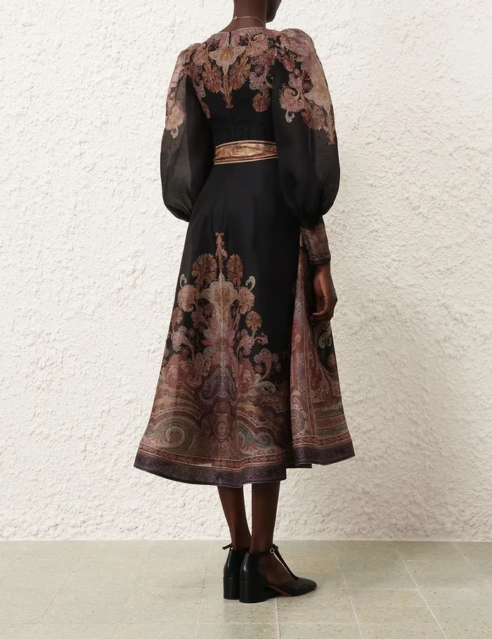 Women Zimmermann Dresses Illustration Structured Dress Black Paisley