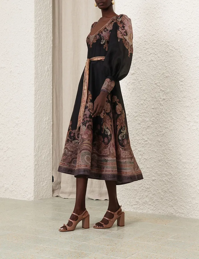 Women Zimmermann Dresses Illustration Structured Dress Black Paisley